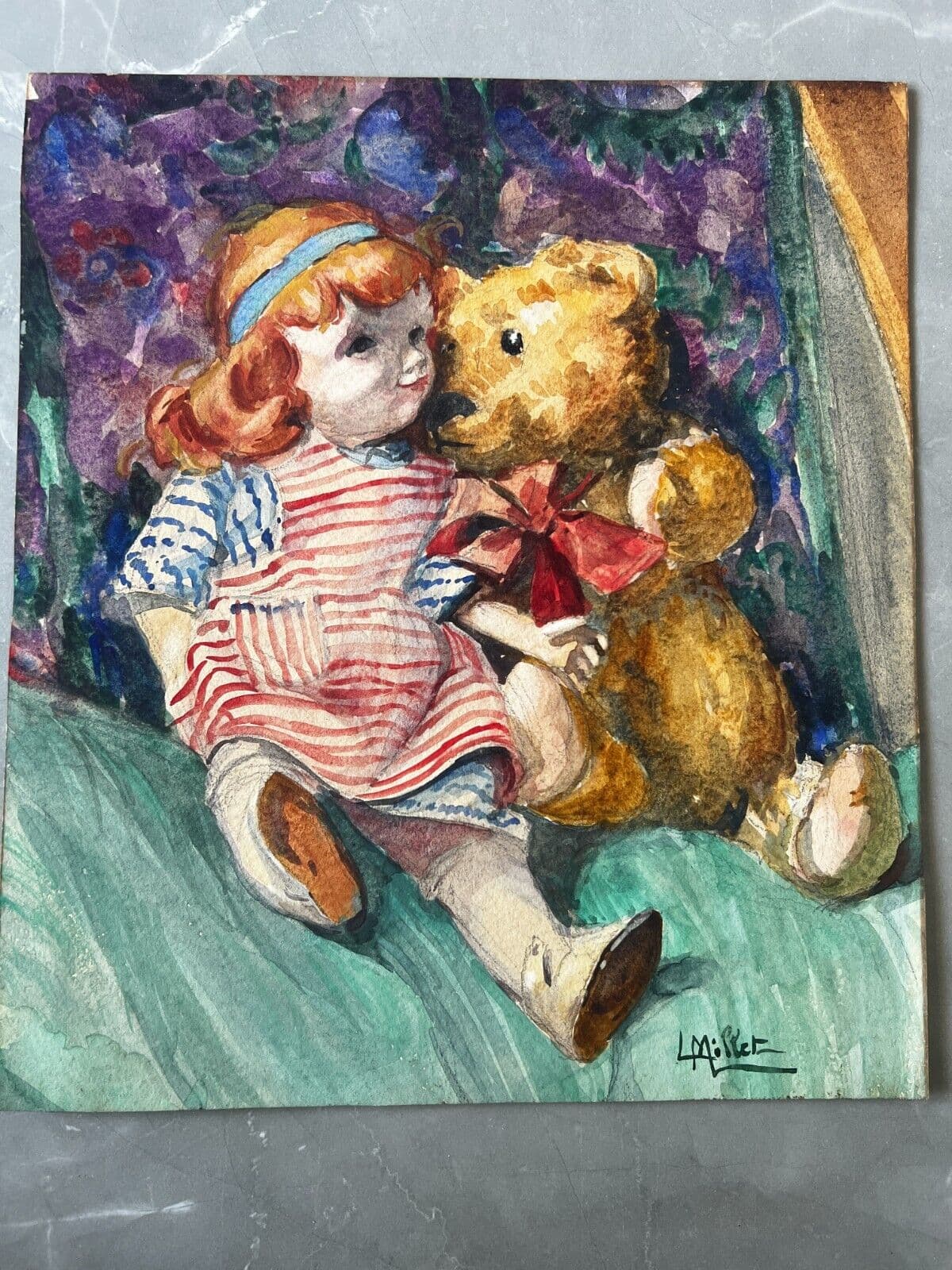 Drawing Signed Doll and Bear image 2