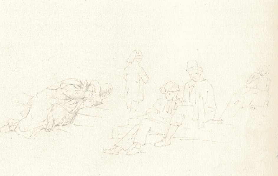 Antique Pencil Drawing Original Sketches of Characters