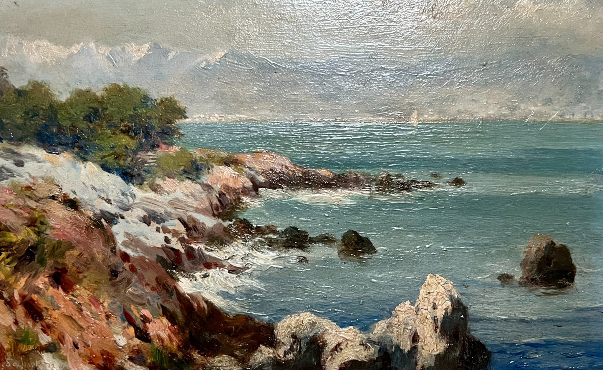 Painting Maritime Seaview Rocks Landscape image 1