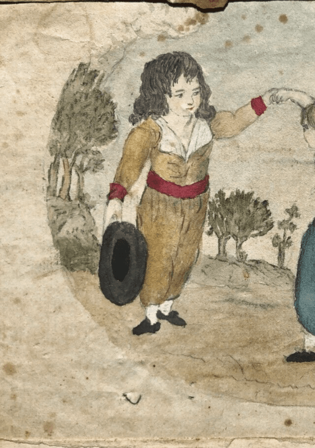 Original Antique Pencil 19th century Drawing Children, People Dancing Artwork image 2