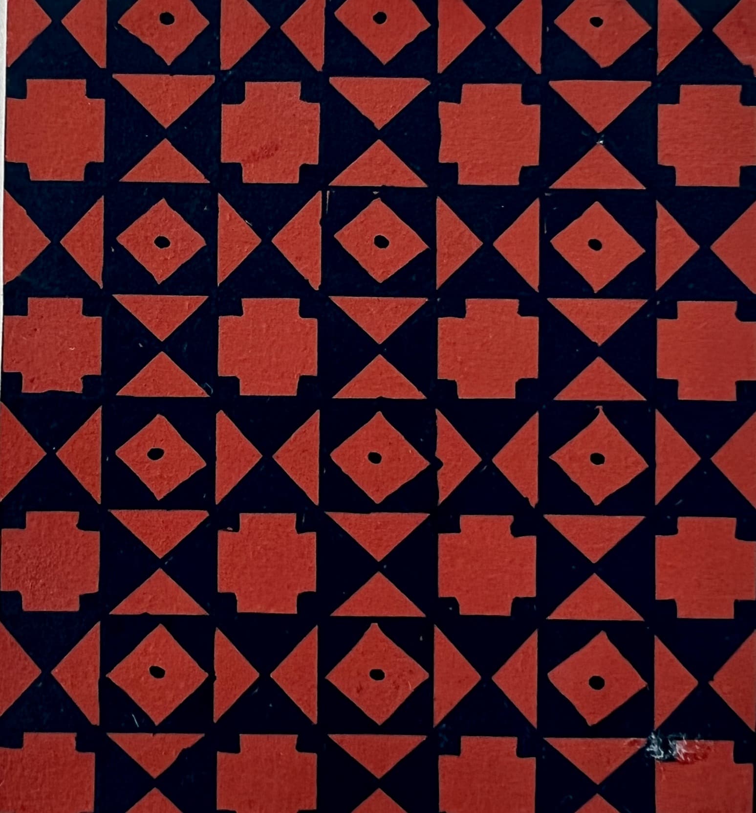 Orange/Black Design Original Textile Drawing image 1