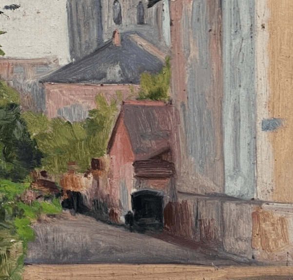 Antique Original Painting Landscape, Village, Trees, Forest signed image 2