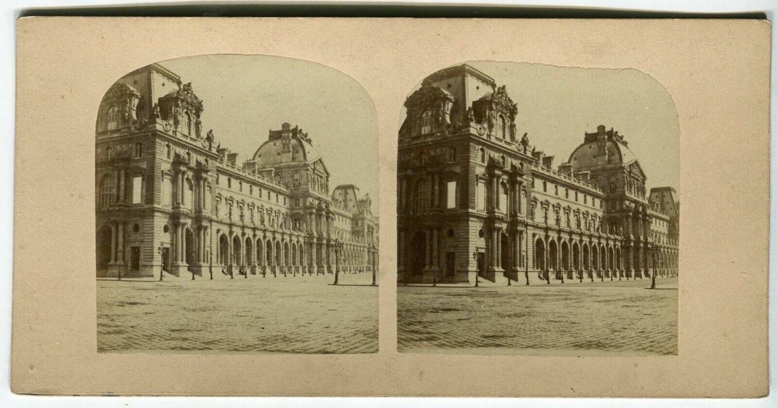 Vintage Stereoview Photograph Louvre Paris - Lecocq-Frêné - Albumen 1860