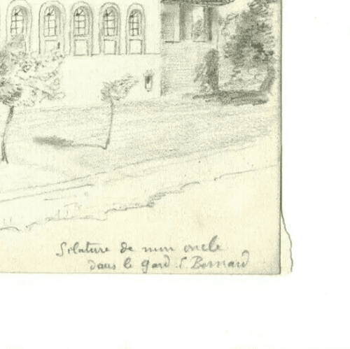 Antique Pencil Drawing Landscape, Silature in the Gard Artwork image 5