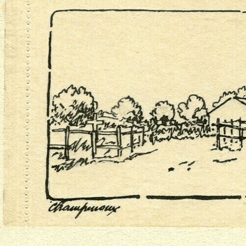 Vintage Ink Drawing signed Landscape Field Champeroux 1917 image 2