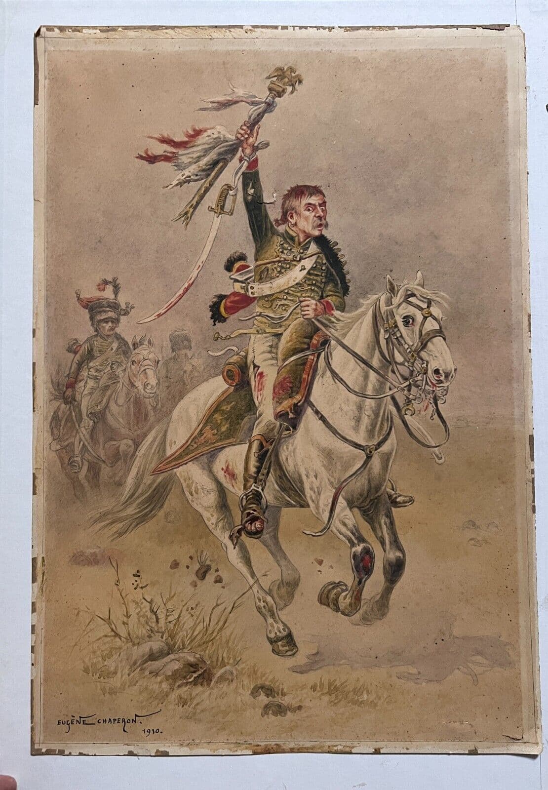 Antique Drawing Original Man Portrait, Military Eugène CHAPERON (1857-1938) 1910 image 5