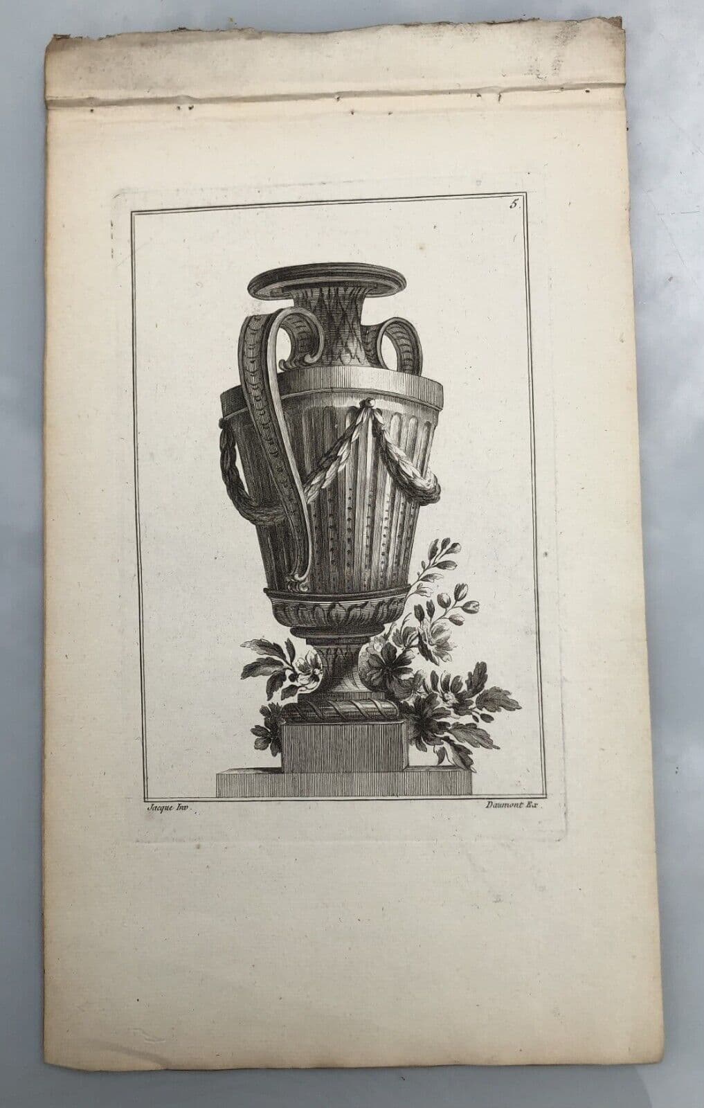 Pierre François TARDIEU (1711-1771) Vases x5 Etching image 4