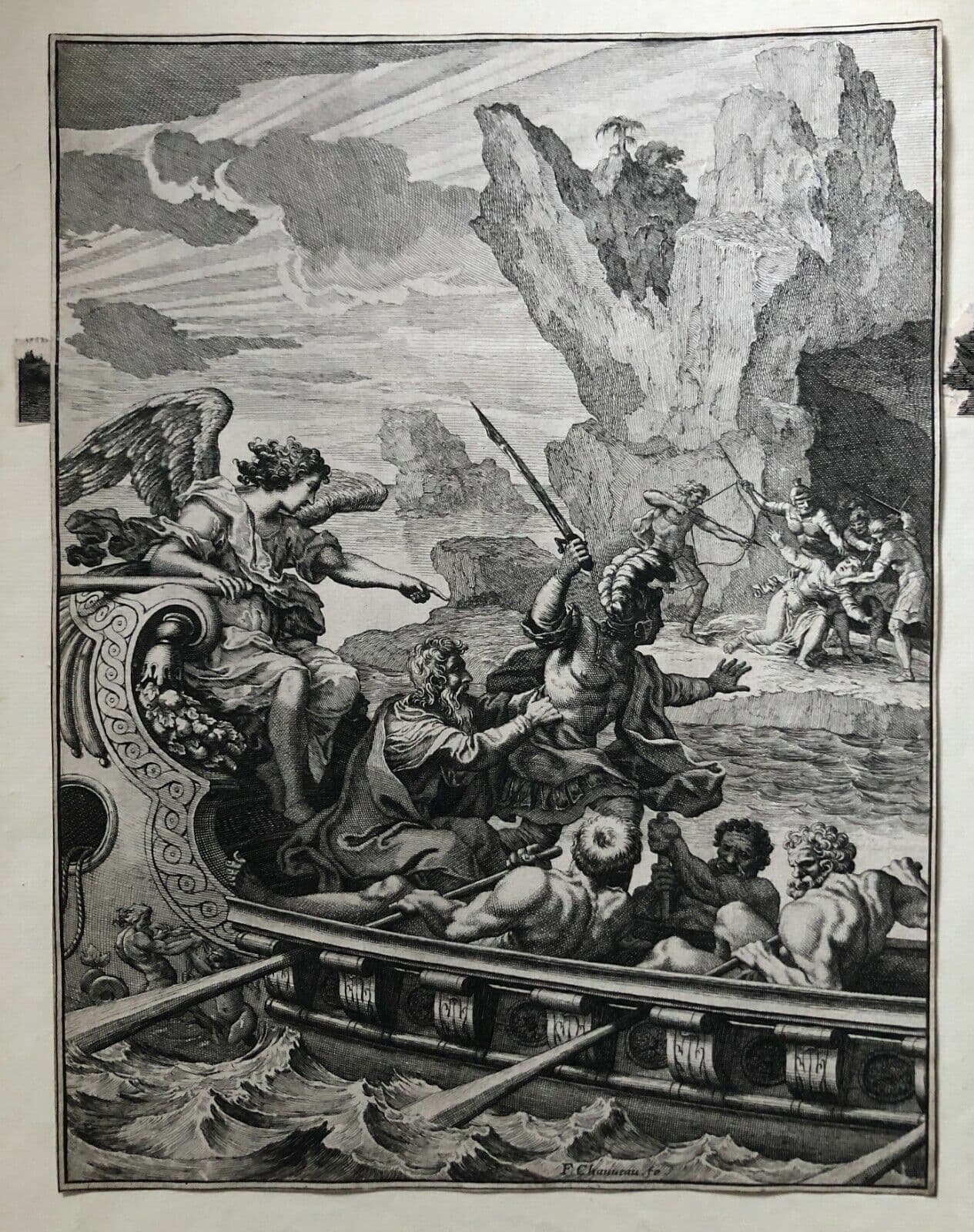 François CHAUVEAU (1613-1676) War, Boat People Etching image 2
