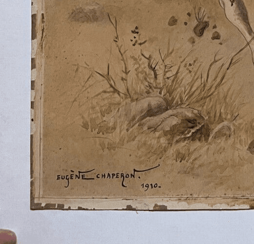 Antique Drawing Original Man Portrait, Military Eugène CHAPERON (1857-1938) 1910 image 4