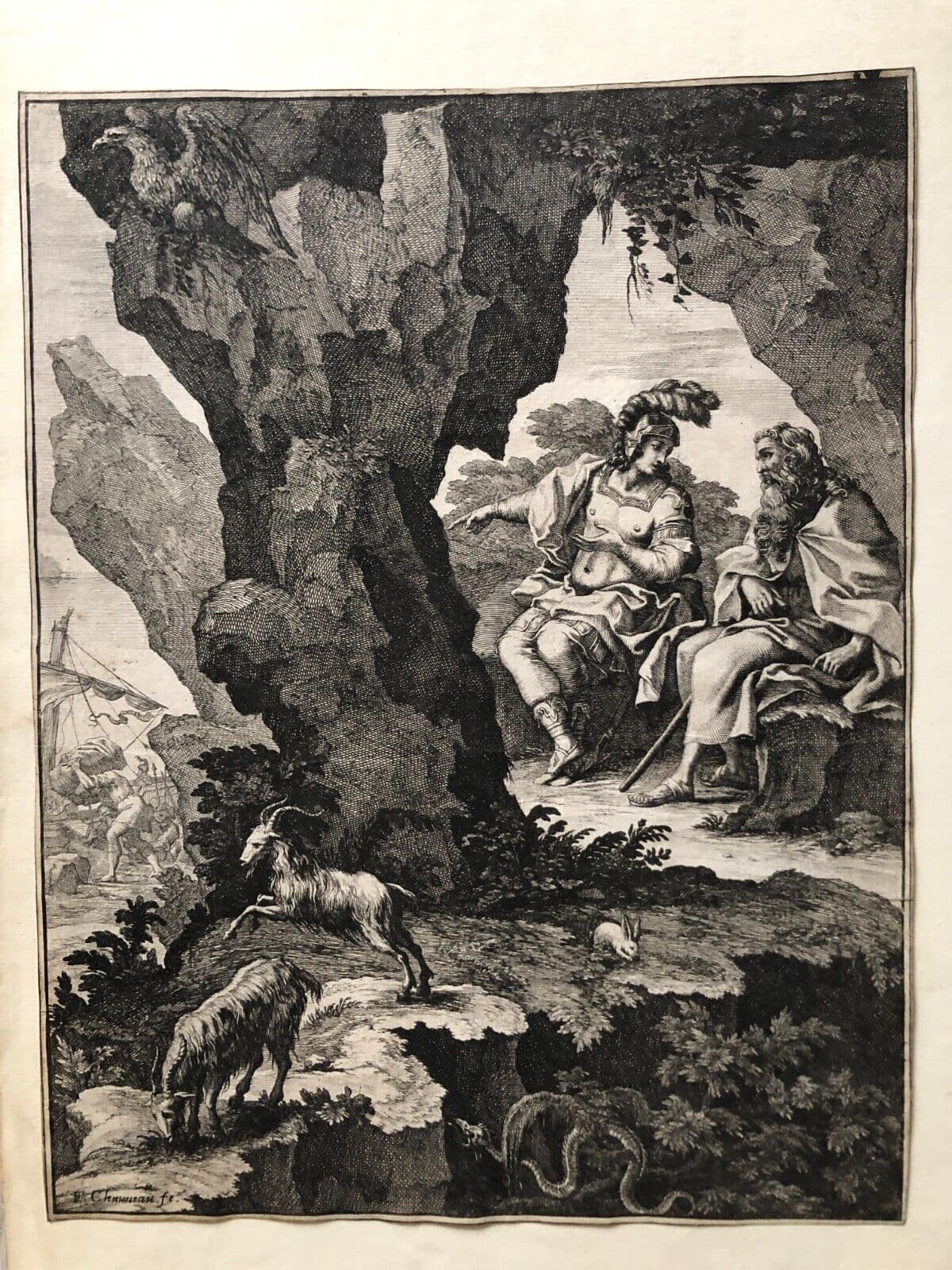François CHAUVEAU (1613-1676) Bible, Goats Etching image 2