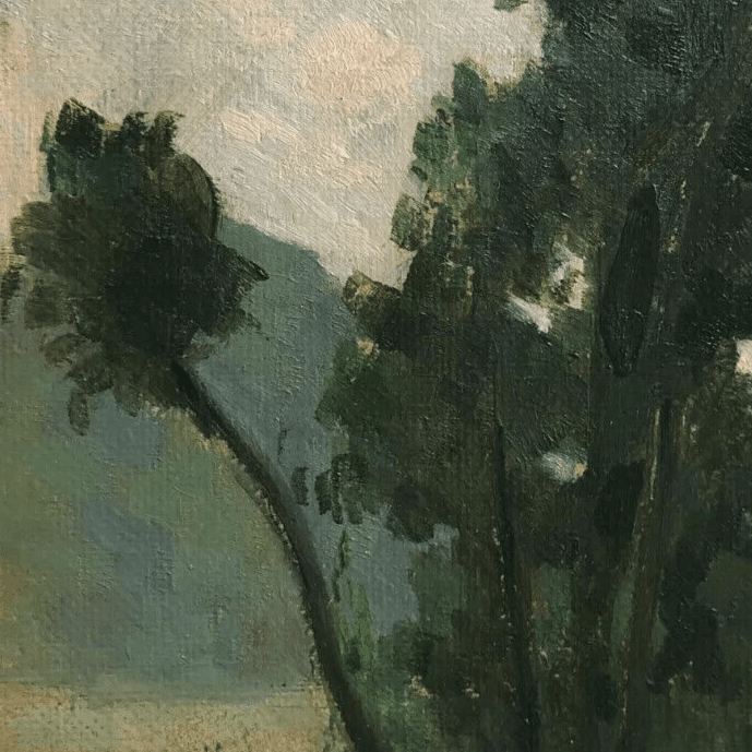 Antique Painting Original Landscape, Tree near a Pile of Hay 1905 image 3