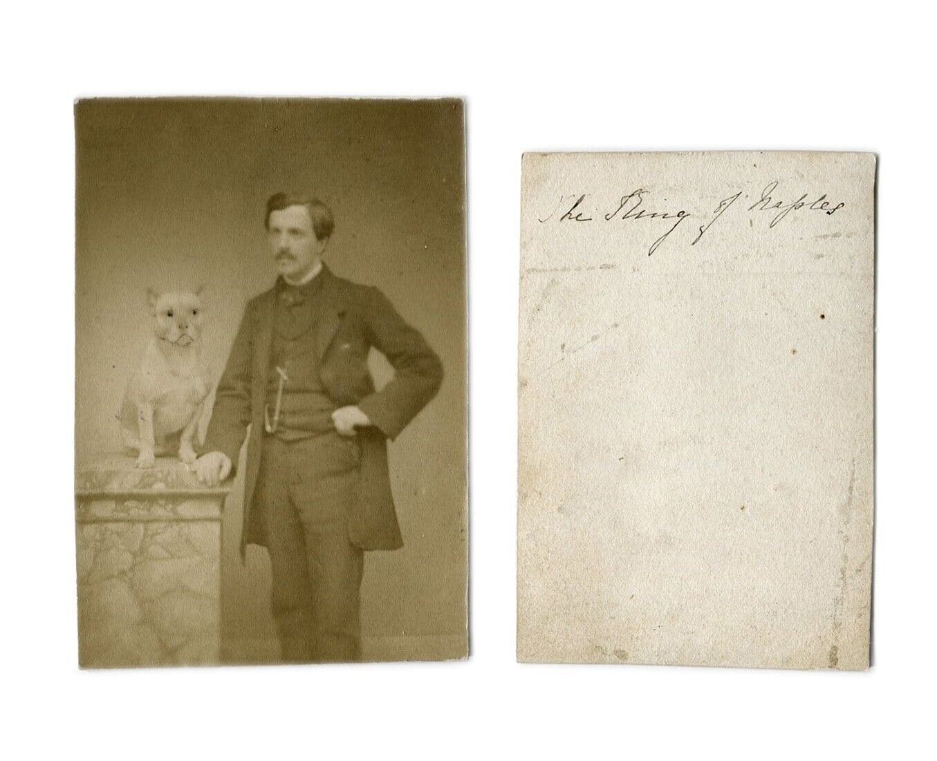 Antique CDV Photographs King of Naples, König von Neapel Portrait with Dog image 4