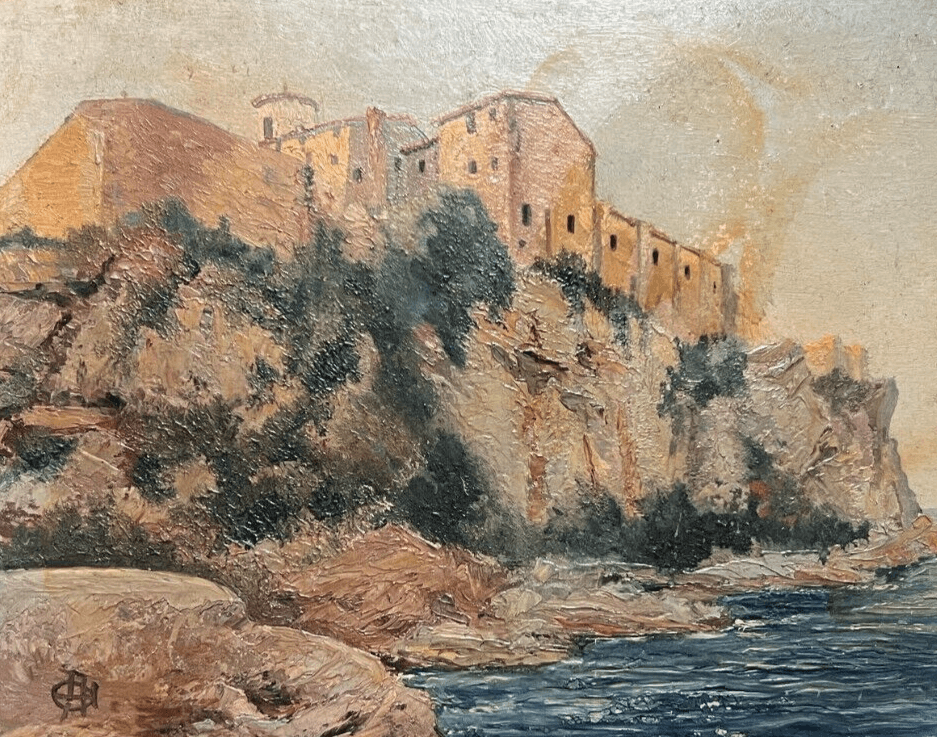 Antique Painting Original Maritime, Sea, Landscap Ile St Marguerite, Cannes 1930