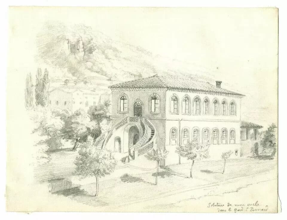 Antique Pencil Drawing Landscape, Silature in the Gard Artwork image 6