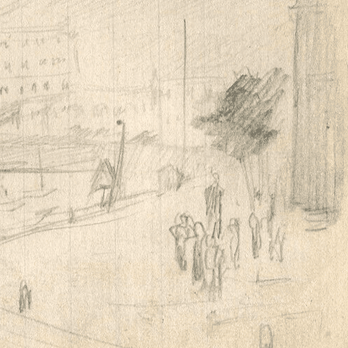 Vintage Pencil Original Drawing Landscape of Torquay, Docks, Boats image 5
