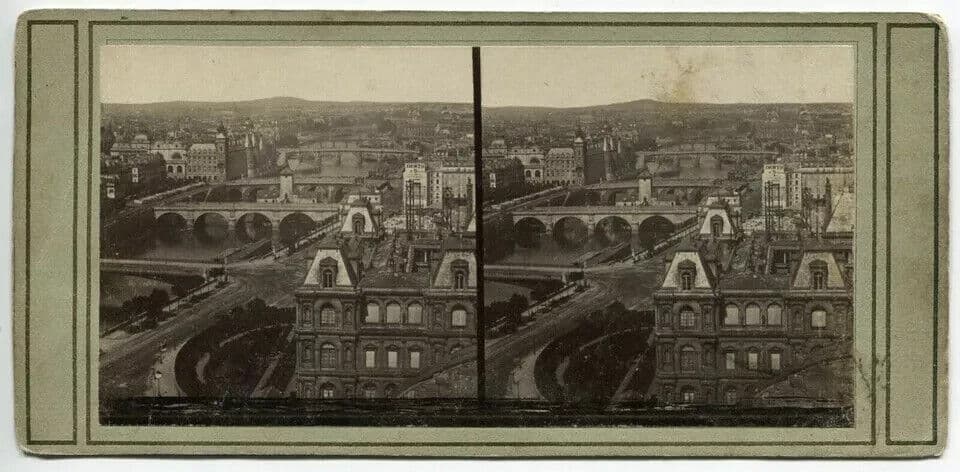 Vintage Photographs Stereoview Original Panorama of Paris, Albumen c. 1860