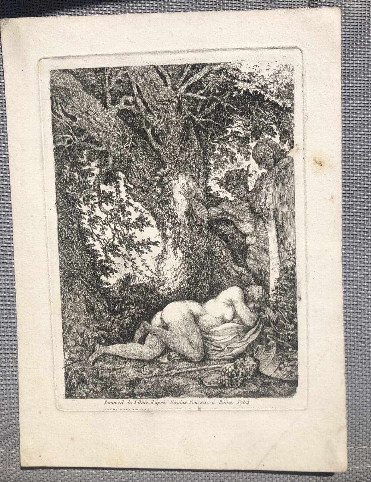 Étienne DE LAVALLÉE-POUSSIN (1735-1802) Sommeil de Silvie Etching image 2