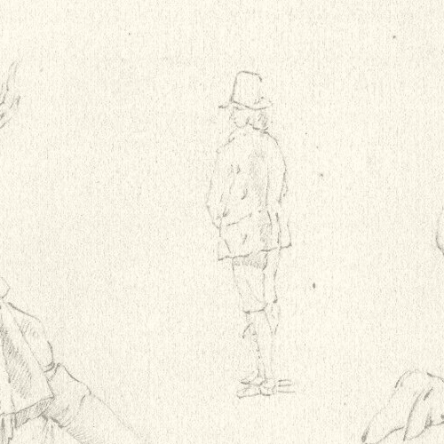 Antique Pencil Original Drawing 19th century Genoese Muleteers image 3